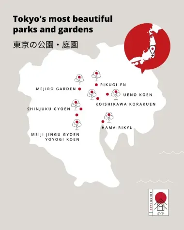 A map of the parks and gardens