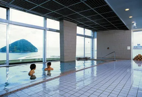 In the Yusa onsen, with a view of Asamushi bay