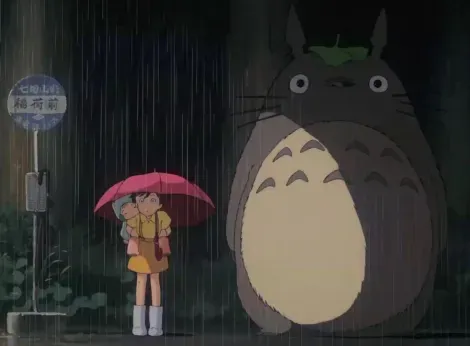 Totoro and the two heroines of the film, Satsuki and May.
