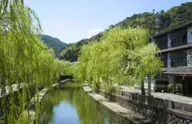 Pleasant Canal in the center of Kinosaki onsen village, Japan